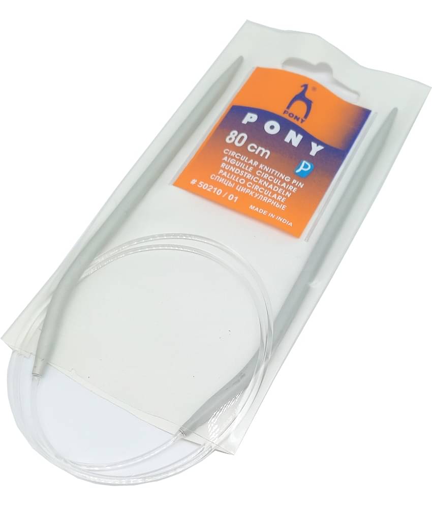 PRANSUNITA Pony Aluminum Fixed Circular Knitting Crochet Needles for Knitting DIY Weaving Pins Needle Craft Tools - 80 cm Length, No - 10 (3.25 mm)