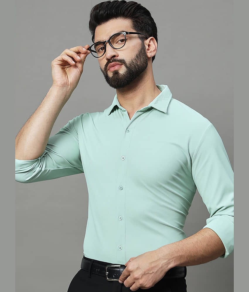 renuovo Polyester Regular Fit Solids Full Sleeves Men's Casual Shirt - Sea Green ( Pack of 1 )