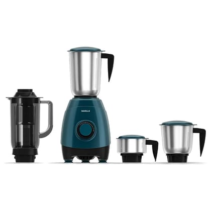 Havells ESO 750 Watt Mixer Grinder | 4 Jars (3 Stainless Steel + 1 Juicer Jar) | Heavy-Duty ABS Body | Powerful Motor | Wider Mouth Blades | Handles on All Jars | 2-Year Product Warranty (Teal)