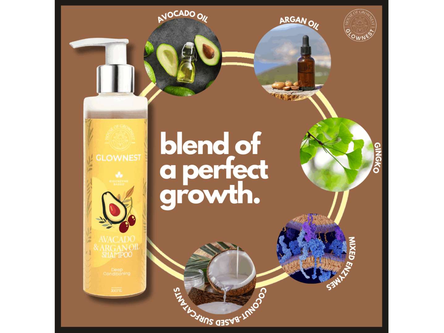 Glownest Bio Enzyme Based Avocado & Argan Oil Shampoo (200ml)