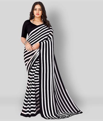 Anand Georgette Saree With Unstitched Blouse Piece ( Black )