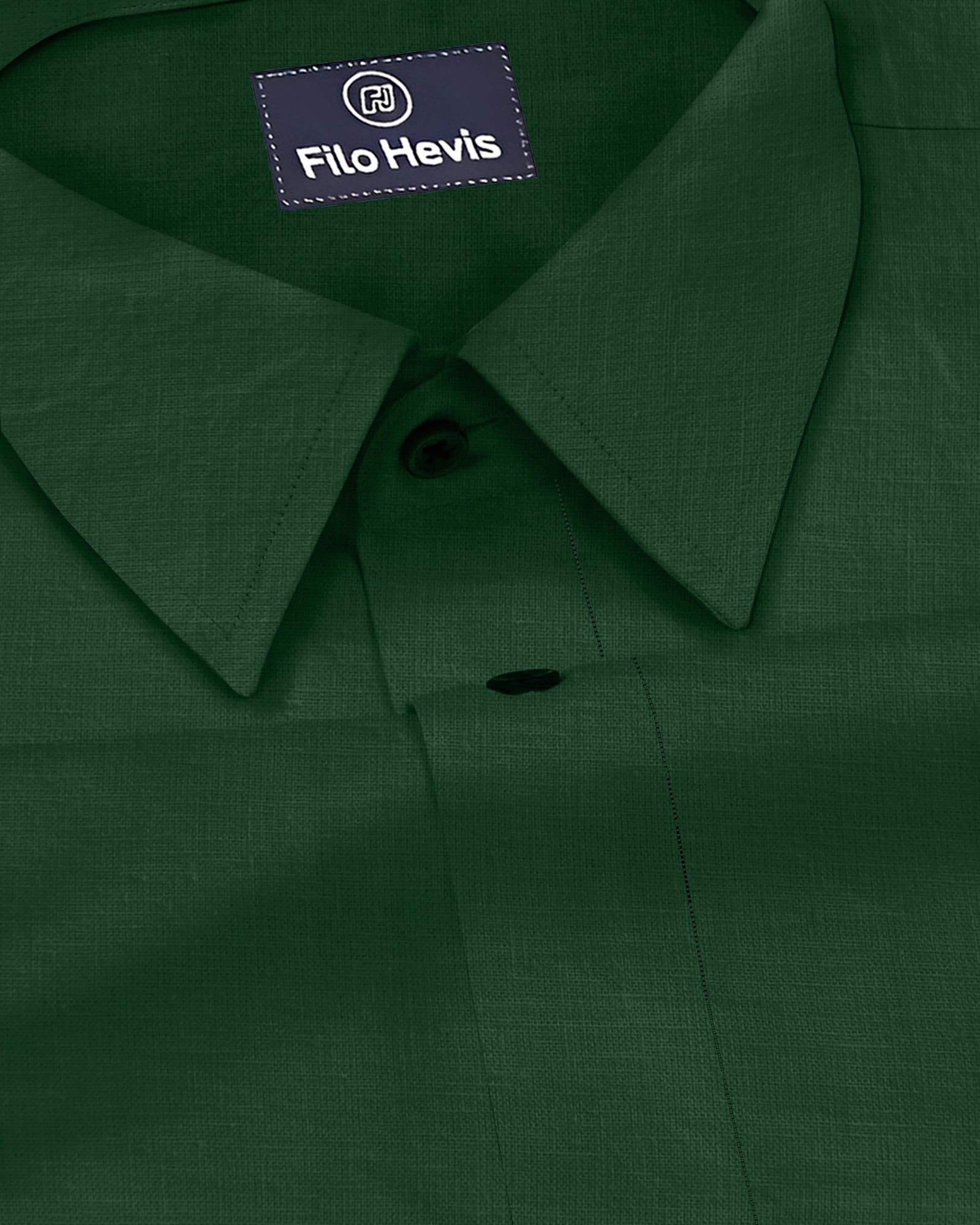 Men's Pure Linen Casual Shirt - Dark Green-M