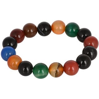 KESAR ZEMS Natural Multi Crystal 12 MM Stone Bracelet Stretchable Wrist Stylish Band For Unisex 10 x 2 x 1 CM Multi.