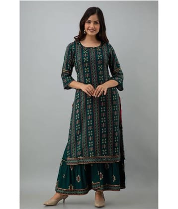 Lee Moda - Green Straight Rayon Women's Stitched Salwar Suit ( Pack of 1 )