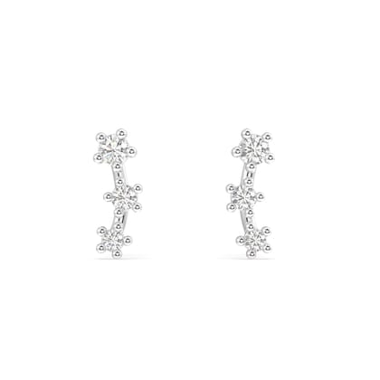 Tri zirconia climber stud earring set-Rhodium
