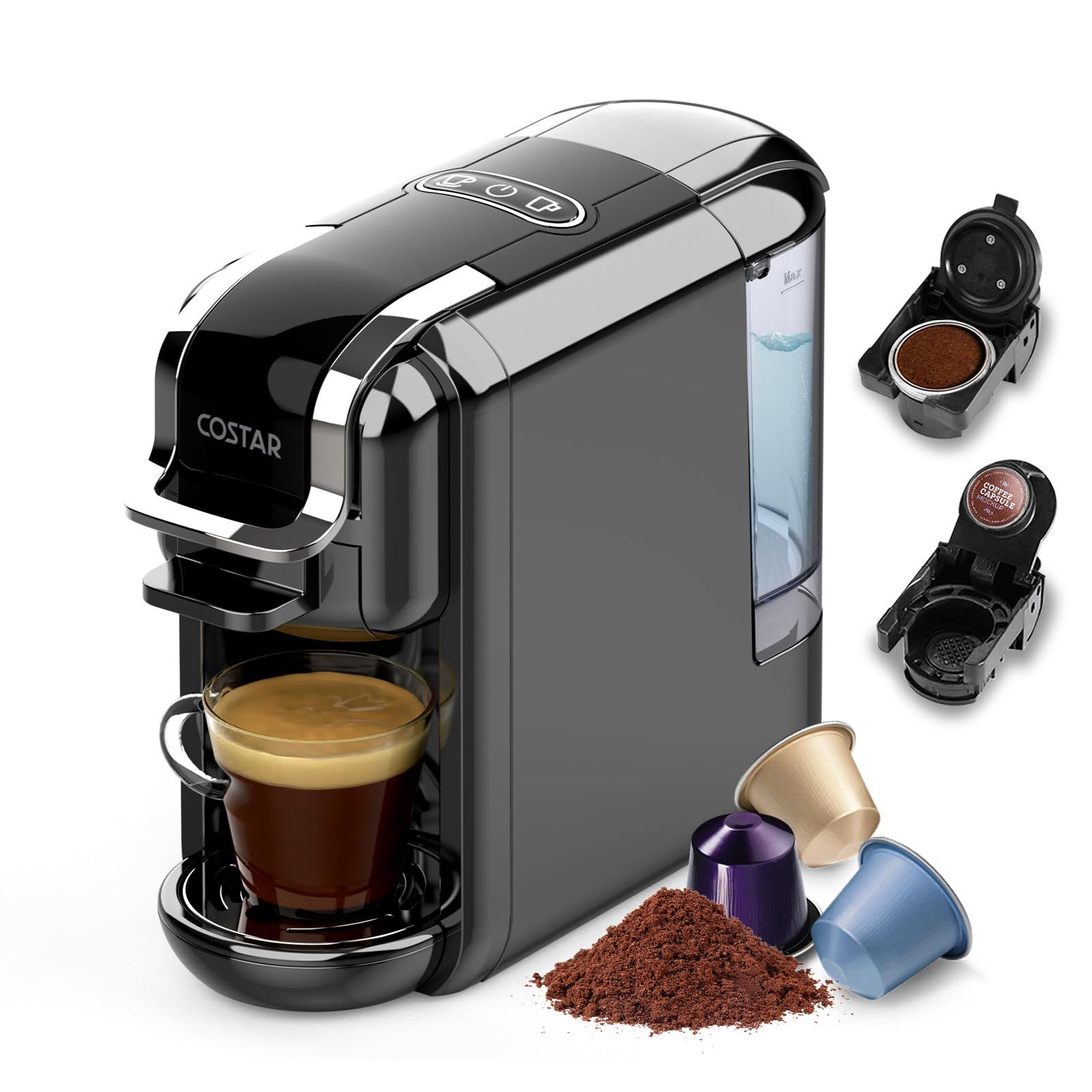 COSTAR 2-in-1 Espresso Machine for Capsules & Coffee Powder, 20 Bar Capsules Coffee Machine, Coffee Maker Machine for Home W/NS Original Capsules, Fast Heating System, Simple Touch Operation, 1450W COSTAR 2-in-1 Espresso Machine for Capsules & Coffee Pow
