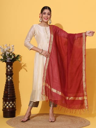 Maroon Handllom Dupatta-FS / Maroon