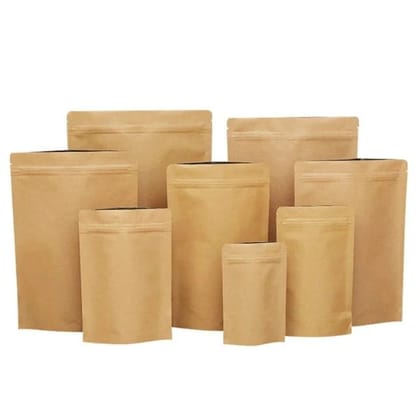 Kraft Paper Stand Up Pouch With Special Poly  120x170x40x40 MM  250 ML Capacity 1000 pieces
