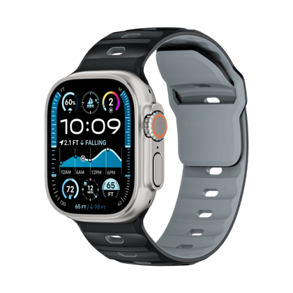 Premium Ultra Wide Rugged Silicone Band By iSerieshub Compatible For Apple Watch-Black Grey / 49 - 46 - 45 - 44MM