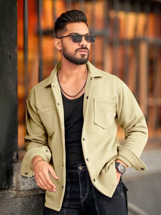 Double Pocket Biscuit Full Sleeve Shacket-XL / Biscuit