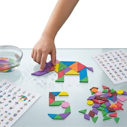 Clever Fox Funlab Water Sticking EVA Foam Tangram Shapes for Kids, 50+ Multicolour Geometric Pieces, Mess-Free Bath Toy & Creative Wall Art Clever Fox Funlab Water Sticking EVA Foam Tangram Shapes for Kids, 50+ Multicolour Geometric Pieces, Mess-Free Bath Toy & Creative Wall Art