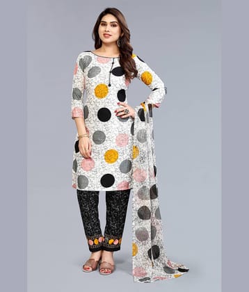 Anand Unstitched Crepe Printed Dress Material - White ( Pack of 1 )