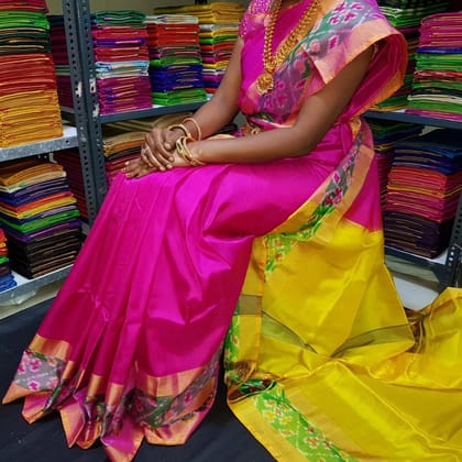 Uppada Silk Saree Pink Yellow