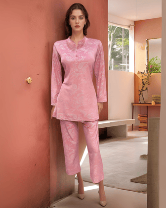 Fablush Kurti Nightsuit Women's Nightwear Set | Fb35001-Peach / S
