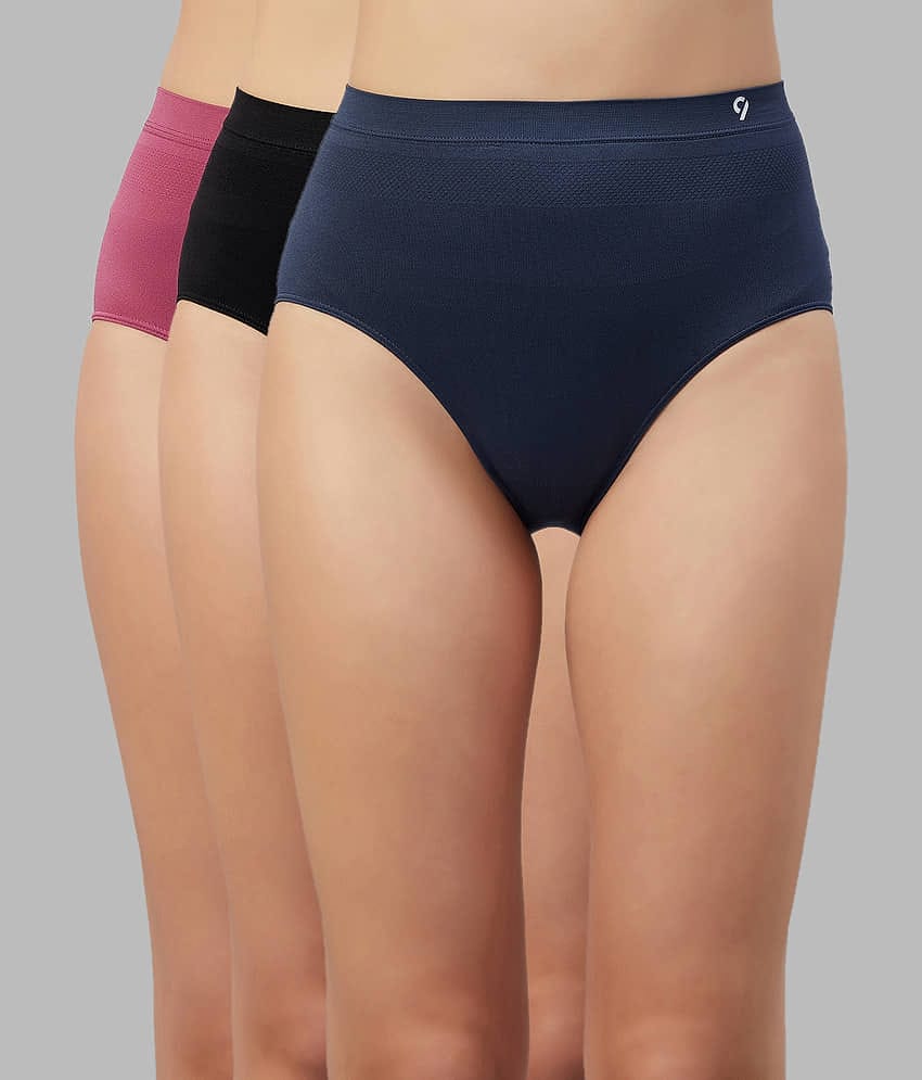 C9 Airwear Pack of 3 Nylon Solid Women's Briefs ( Multi Color )