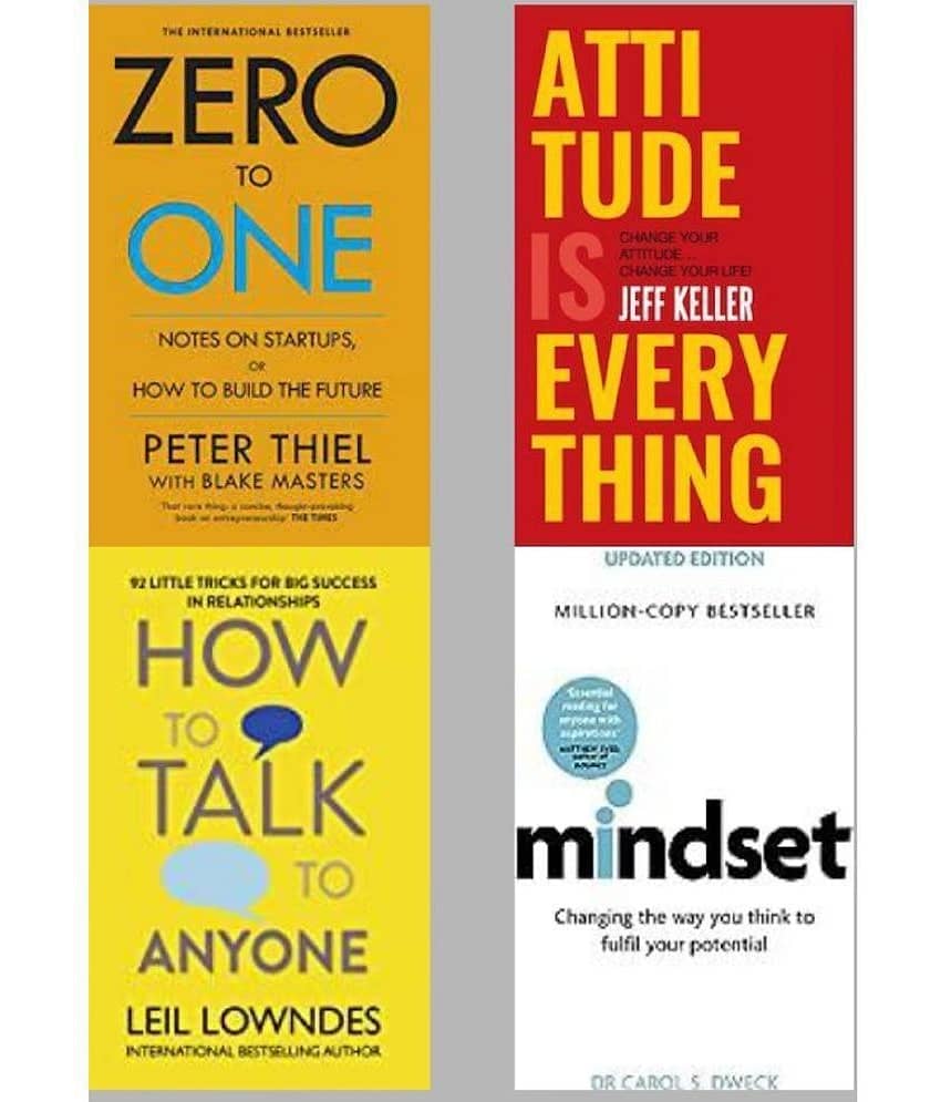 combo of 4 book Zero To One + Attitude Is Everything + How To Talk Any One + Mindset