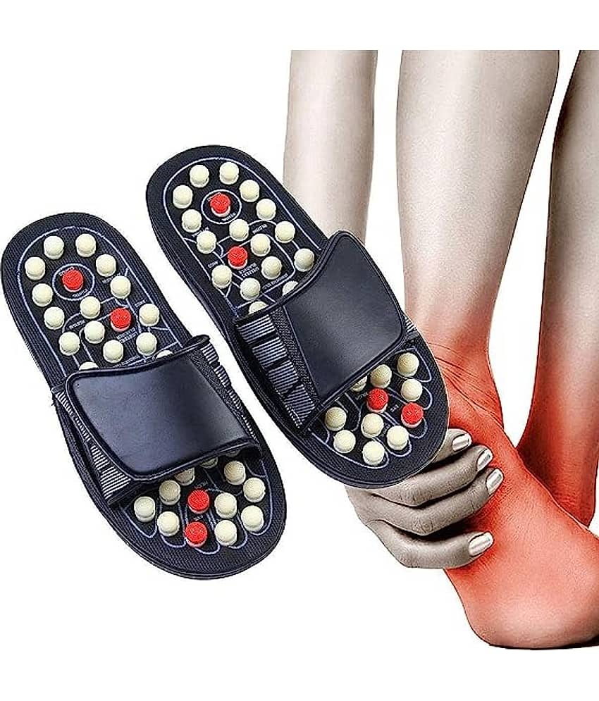 FOOTLEAP Black Men's Massage Flip Flop