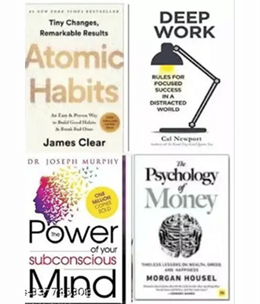 Deep Work + The power of subconcious mind + Atomic habit + The psychology of money (SET OF 4 BOOKS)
