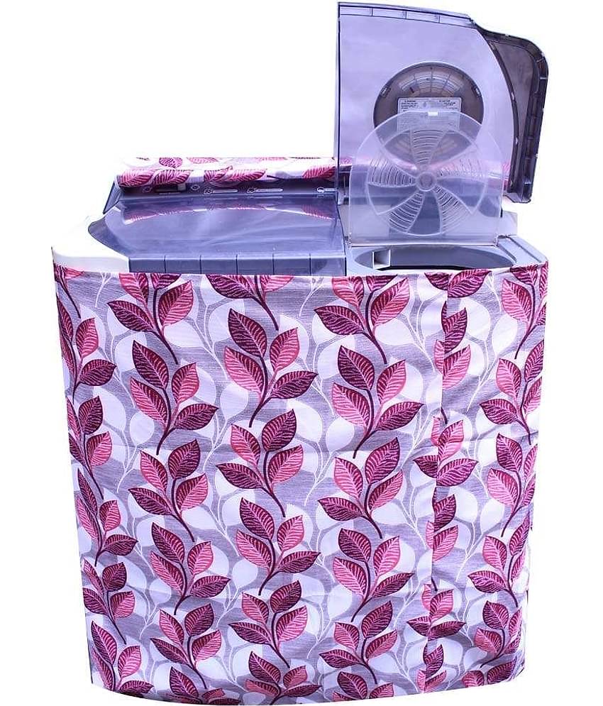 E-Retailer Classic Pink Flower With Square Design Semi-Automatic Washing Machine Cover Upto 7 Kg Capacity