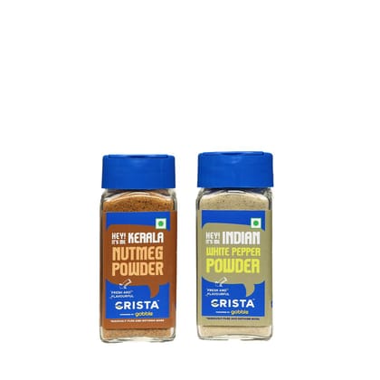 CRISTA White Pepper Powder And Nutmeg Powder Combo Pack (White Pepper Powder, 50 gm & Nutmeg Powder 50 gm) - Pack of 2