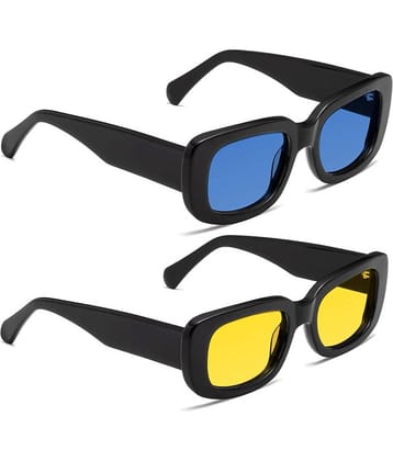 Elligator Black Rectangular Sunglasses ( Pack of 2 )