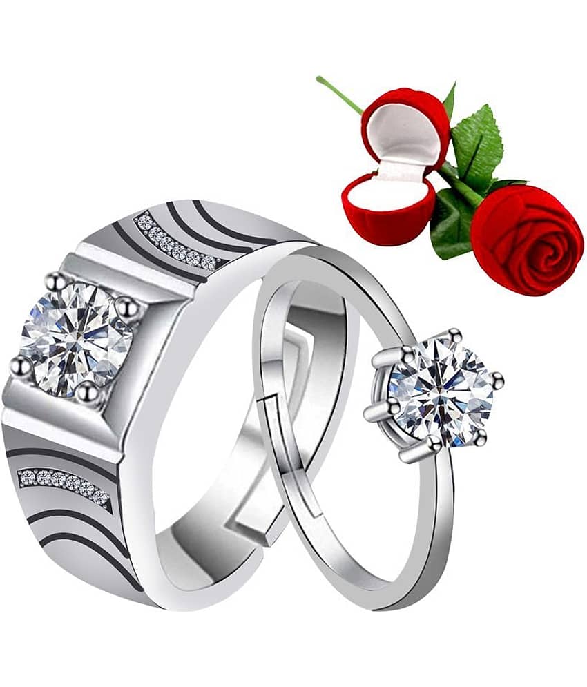 ShreejiHuf - Silver Couple Ring (Pack of 1)