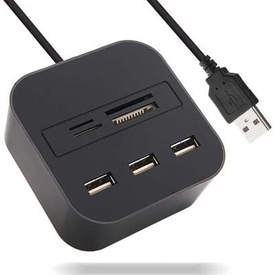USB 2.0 Hub and All-in-One Card Reader | High-Speed Media Streaming Device | Multi-OS Compatible (Combo of 3)