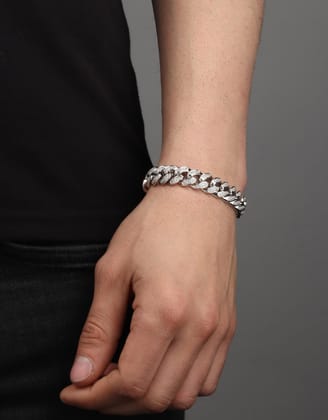 Freezy Iced Out Cuban Bracelet 12mm-8 Inches / Silver