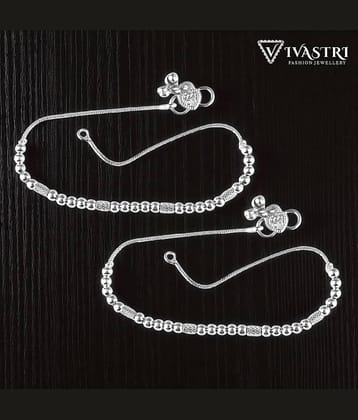 VIVASTRI Silver Anklets ( Pack of 2 )
