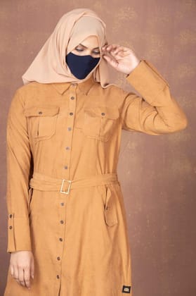 Sand Brown Felt Tunic for Women-XXL