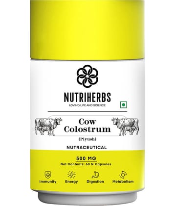 Nutriherbs Cow Colostrum  500 mg - 60 Capsules | Helps to Immunity Booster | Improves Appetite for Men and Women