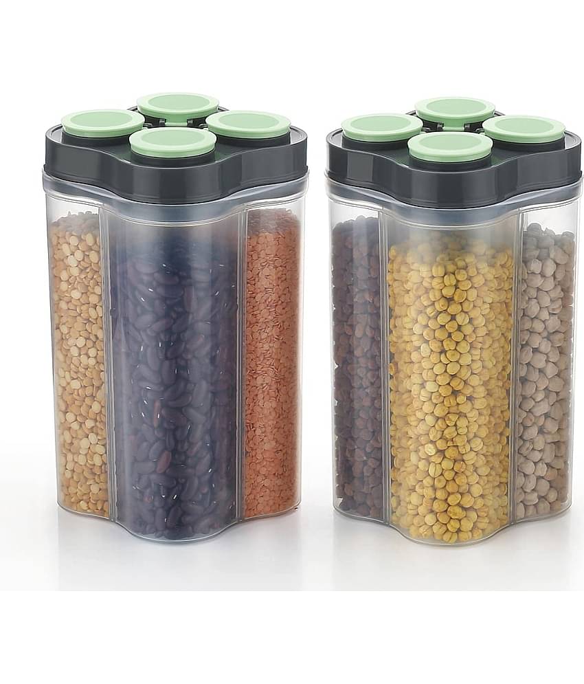 Analog Kitchenware Dal/Pulse/Grocery Polyproplene Green Food Container ( Set of 2 )