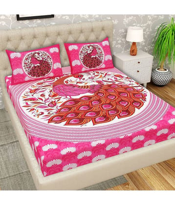 Cosito Cotton 1 Double Bedsheet with 2 Pillow Covers ( Pink )