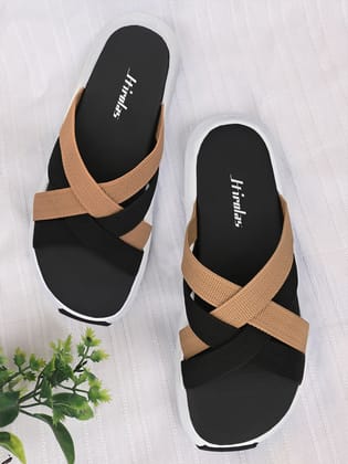 Hirolas® Men's Black Fabric Strappy Slider Slippers (HROFF29BLT) Hirolas® Men's Black Fabric Strappy Slider Slippers (HROFF29BLT)