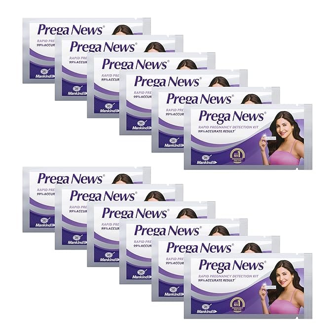Prega News Test Kit | One Step Urine Hcg Pregnancy Test Kit Device | 99% Accurate Results In 5 Mins | Pack Of 10 Kits | Indias No 1 Pregnancy Kit.