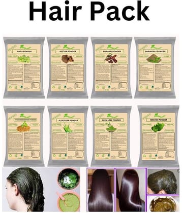 100% pure Amla Reetha Shikakai, Bhrinagraj methi powder Neem Alovera Brahmi powder for Hair (pack of 8)50g each = 400gm