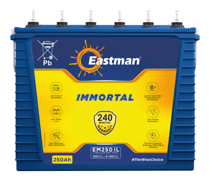 Eastman EM250IL | Tall Tubular | 250 AH Inverter Battery |Warranty 240 (120+120) Months for Home & Office