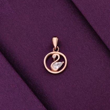 Sterling Crystal Swan Silver Pendant-White Stone / Rose Gold