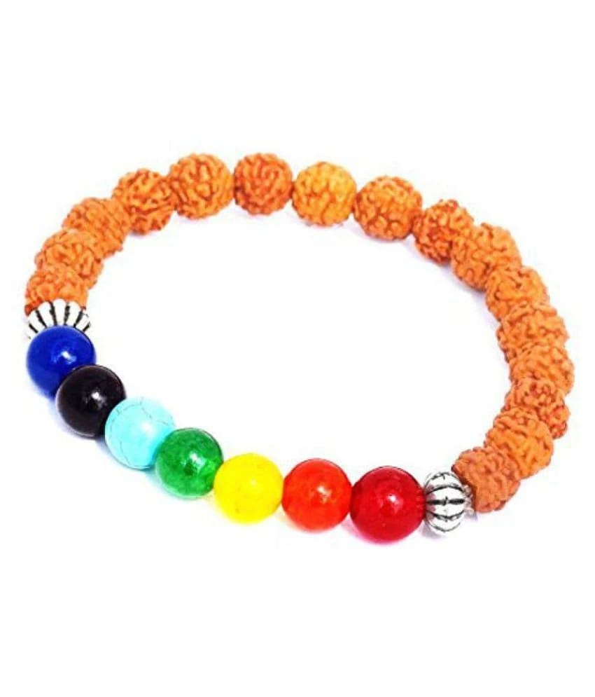 7 chakra yoga Bracelet with 100% Original 5 Mukhi Rudraksha Beads And Genuine Healing stones | Exclusive | Rudra Divine | To Energized Seven chakra Of Human body And Heal the body | Healing 