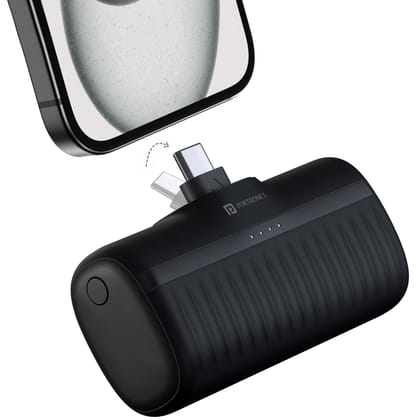 Portronics Power Pebble 5000mAh 20W Fast Charging Nano Powerbank, in-Built Foldable Type C Input/Output Pin, Type C PD Output, LED Battery Indicator, Compatible with Type C Smartphone,iPhone