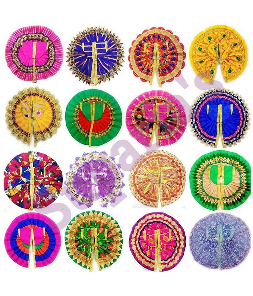 Generic (pack of 16) Laddu Gopal Dress Set for God Krishna Dress (Ladoo Gopal Poshak) Mix Colors (Size: 0 no; Qty: 5)
