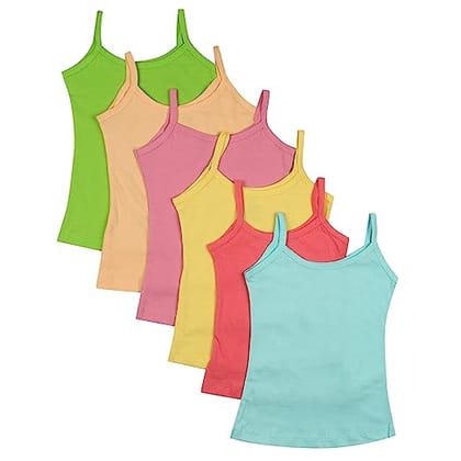 PHPL Cotton Casual Regular Fit Solid Camisole for Girls (Pack of 6)