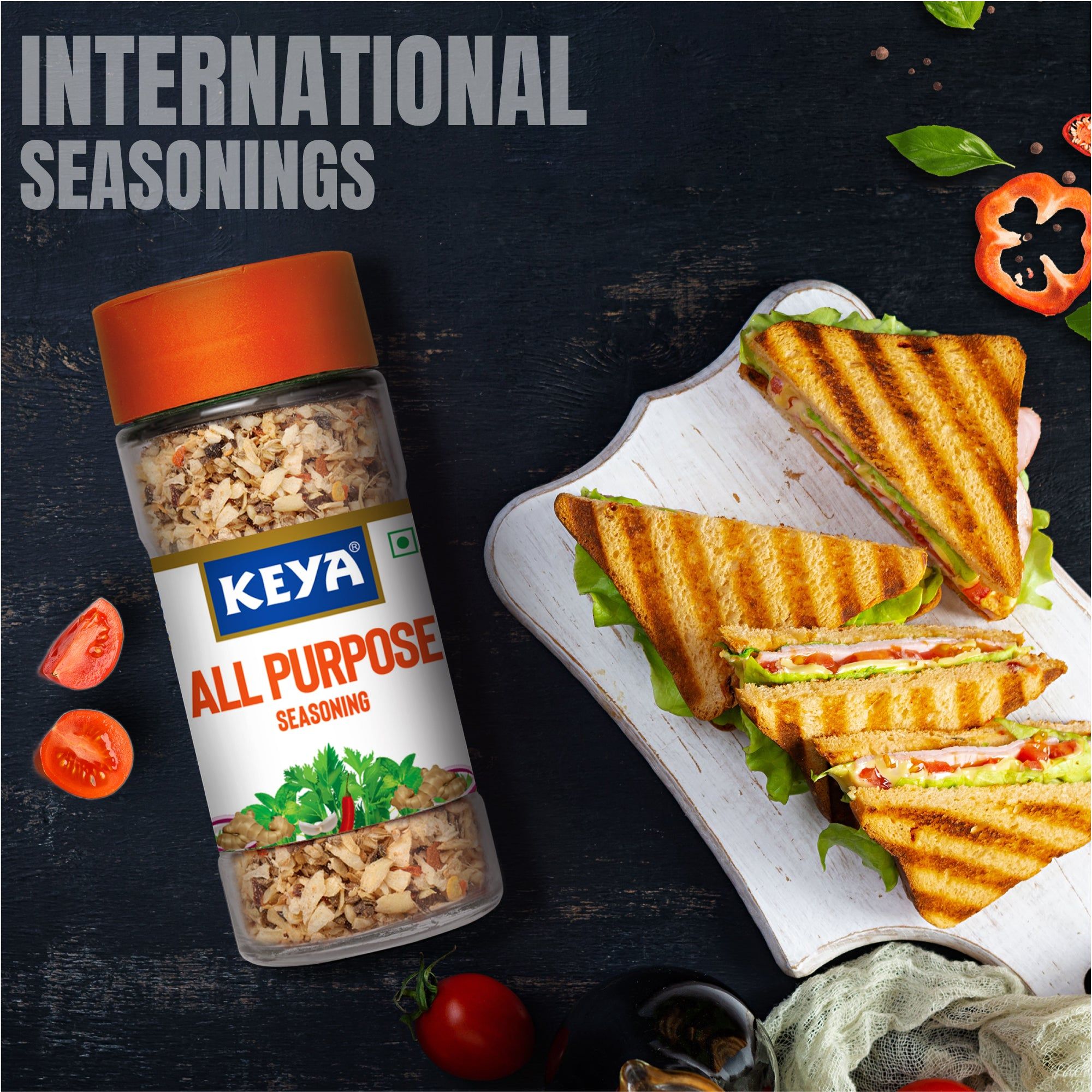 kaya  All Purpose Seasoning 60gm l Natural & Healthy Spice Blend for Pizza, Pasta| Glass Bottle | Premium Herbs and Spices, 60gm