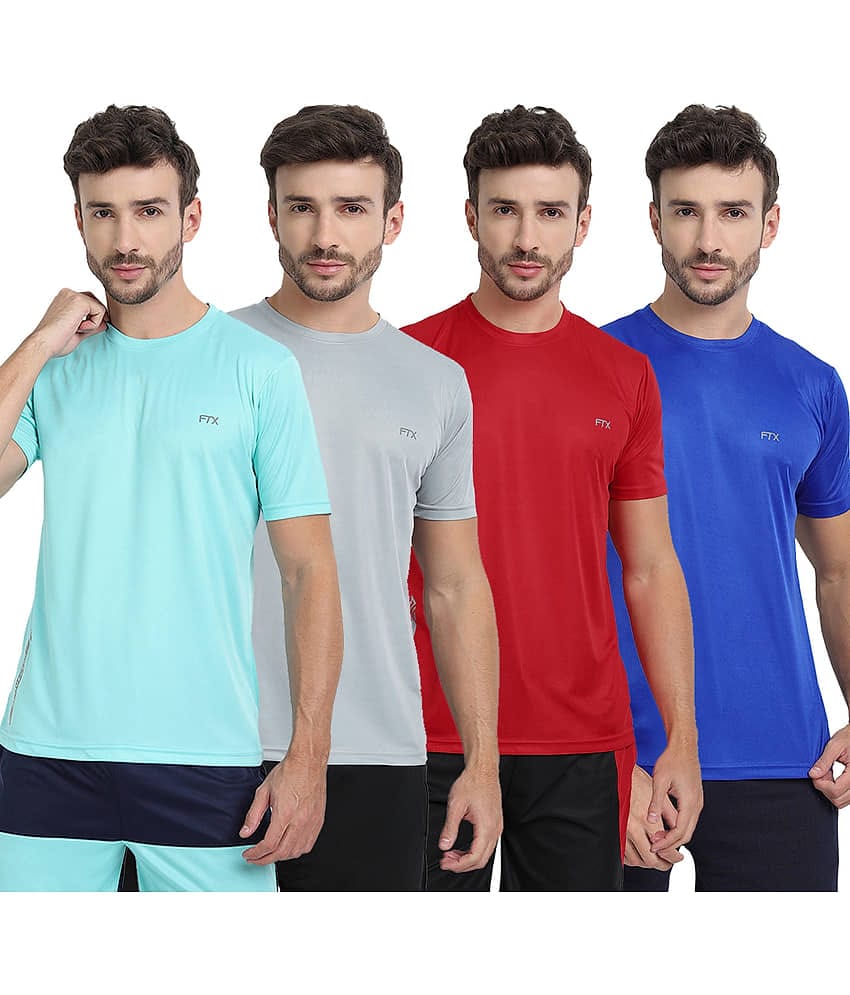 FTX Pack of 4 Polyester Regular Fit Men's T-Shirt ( Multicolor4 )