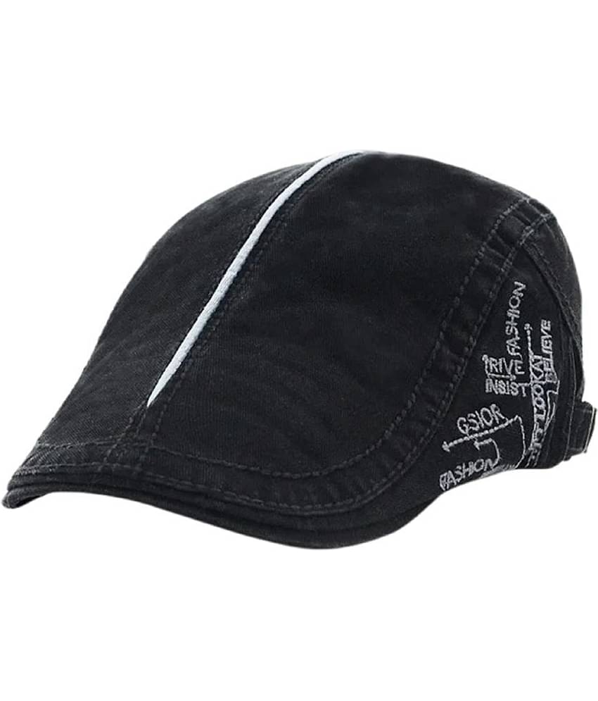 Zacharias Black Cotton Men's Cap ( Pack of 1 )