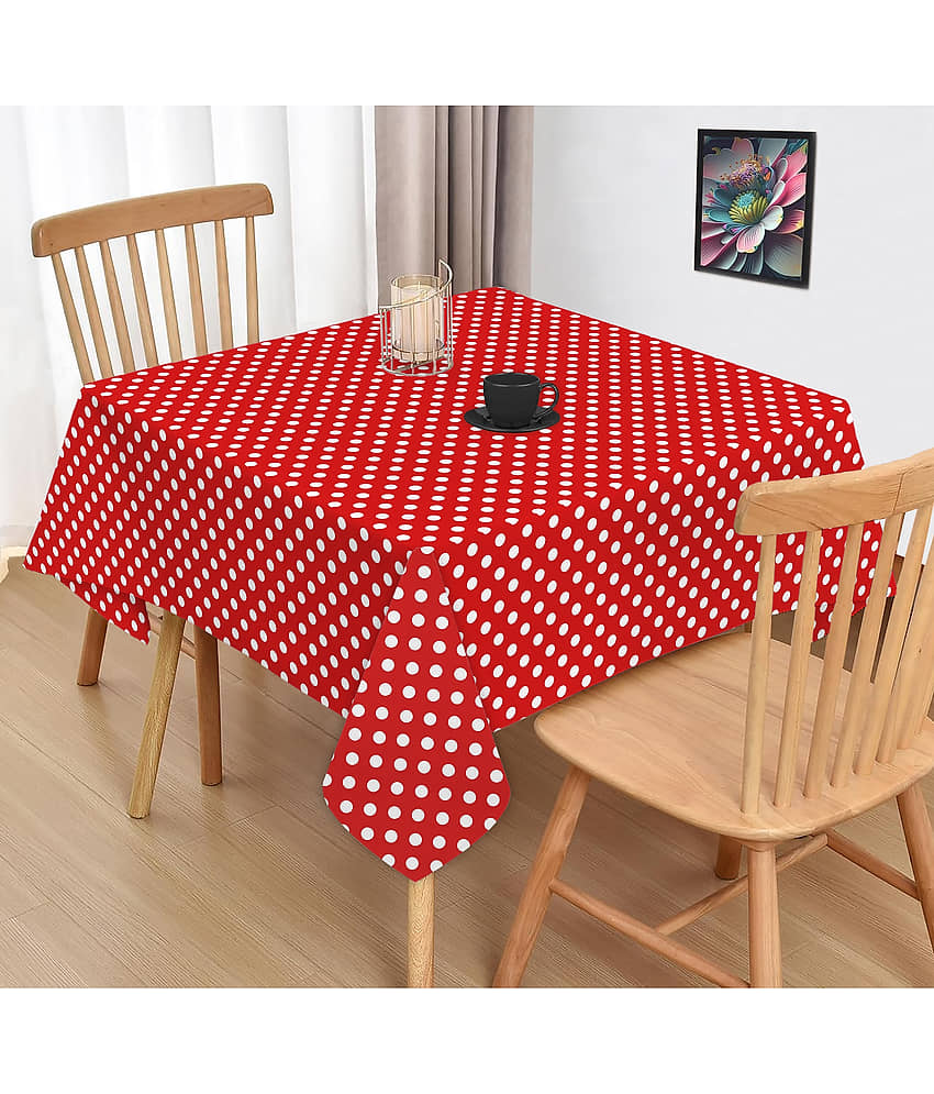 Oasis Home Tex Printed Cotton 2 Seater Square Table Cover ( 102 x 102 ) cm Pack of 1 Red