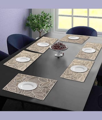 PVC Abstract Printed Rectangle Table Mats ( 45 cm x 30 cm ) Pack of 6 - Gold