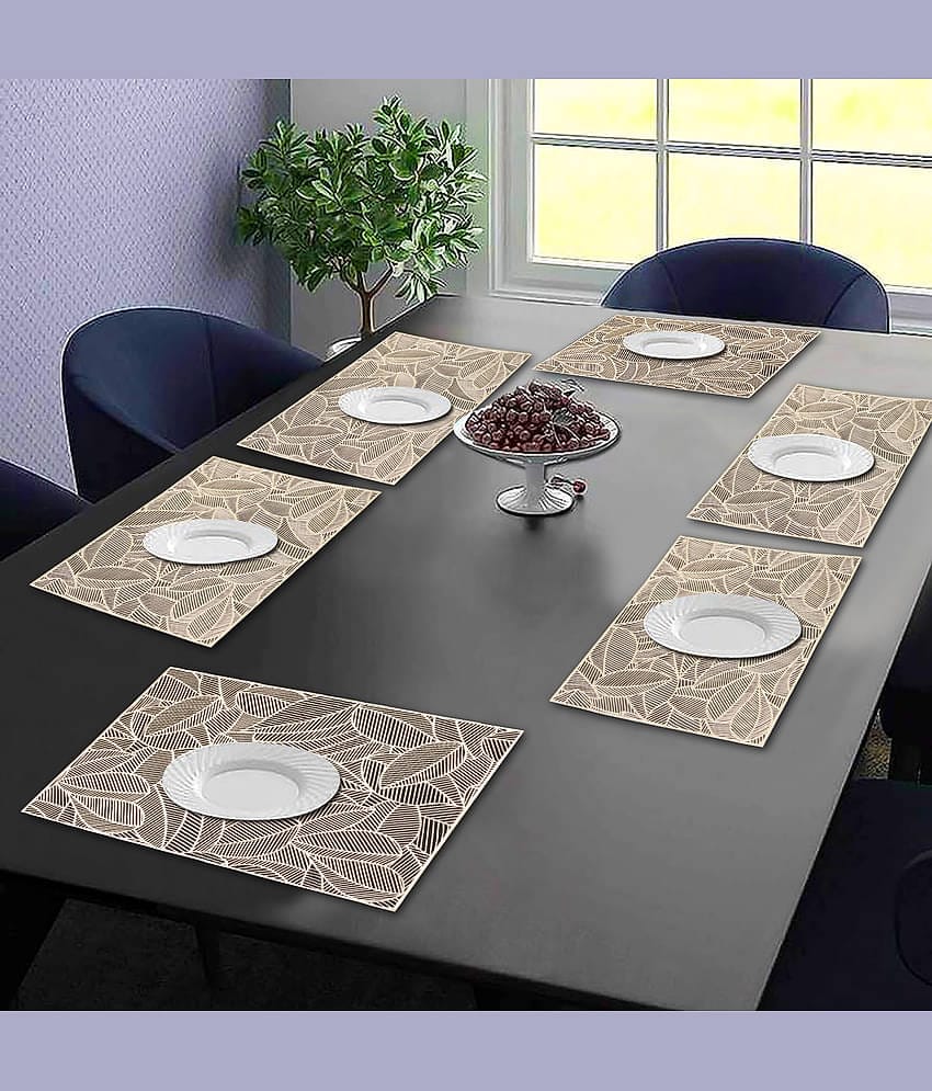 PVC Abstract Printed Rectangle Table Mats ( 45 cm x 30 cm ) Pack of 6 - Gold