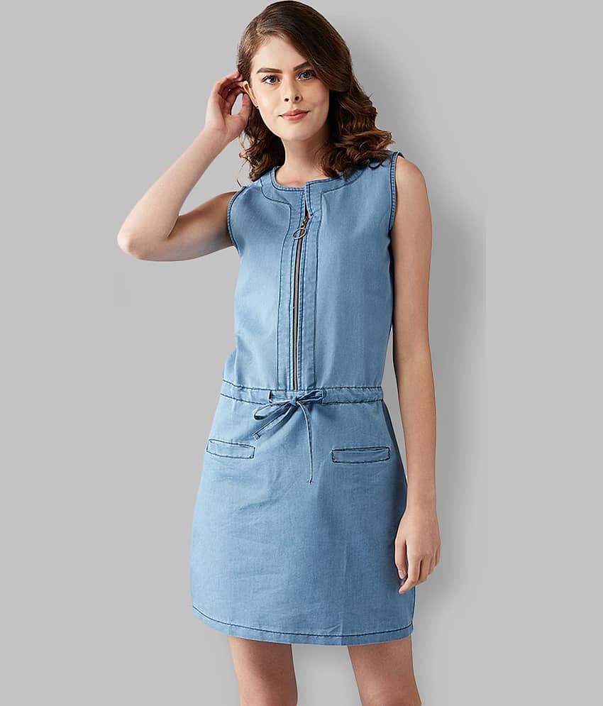 Dolce Crudo Women Denim Shift Dress ( Blue )