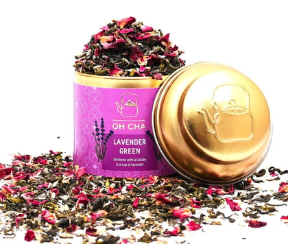 Oh Cha Lavender Green Tea | Green Tea for Weight Loss | For Stress Relief & Anxiety | 100% Whole Leaf, 35 gm